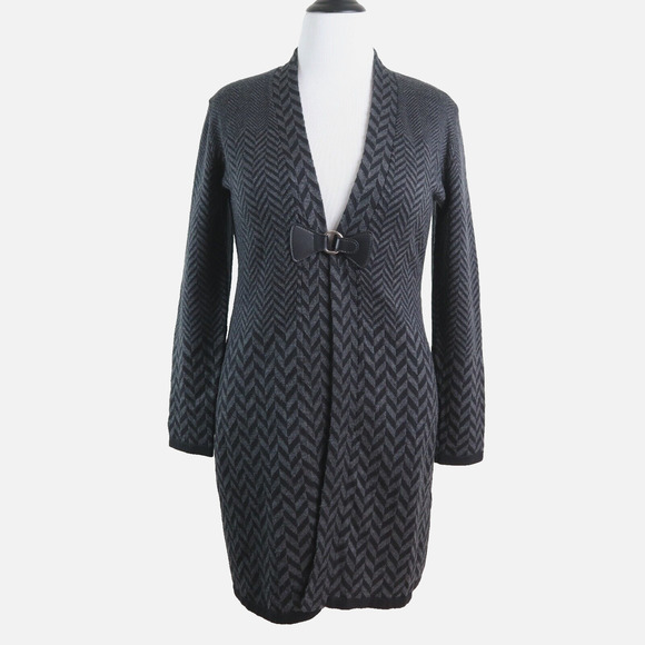 Soft Surroundings Size M West Saxon Sweater Coat Black Gray - Picture 3 of 10